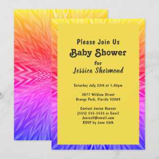 Invitation Baby shower Tribal Cuivre Abstrait de néon coloré