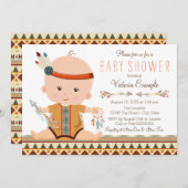 Invitation Baby shower tribal de Boho (Devant / Derrière)