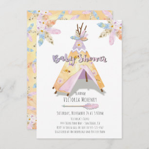 Invitation Baby shower tribal de Boho de couleur Watercolor T