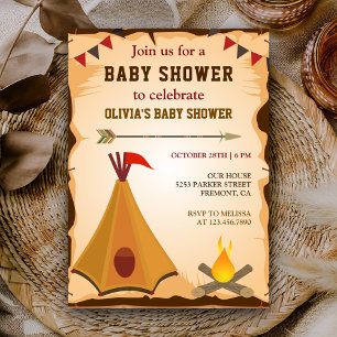 Invitation Baby shower tribal de Teepee de Boho de Natif