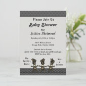 Invitation Baby shower tribal Gris Danse Abstraite de fertili (Debout devant)