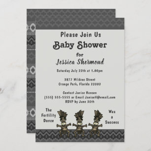 Invitation Baby shower tribal Gris Danse Abstraite de fertili