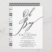 Invitation Baby shower Tribal Oh Boy moderne (Devant / Derrière)