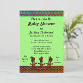 Invitation Baby shower tribal Vert Danse Abstraite de fertili (Debout devant)
