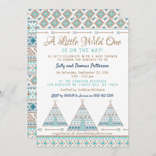 Invitation baby shower tribal "Wild One"