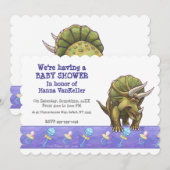 Invitation Baby shower Triceratops (Devant / Derrière)