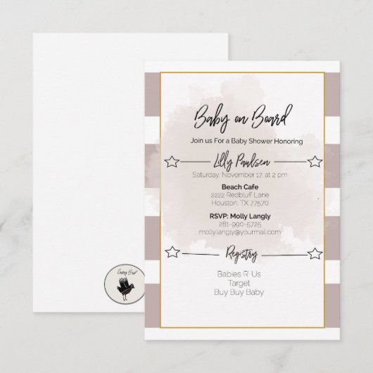 Invitation Baby shower trié (Devant / Derrière)