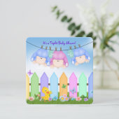 Invitation Baby shower Triplé (Debout devant)