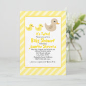 Invitation Baby shower triplé de canard neutre pour les deux  (Debout devant)