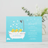 Invitation Baby shower Triplets de canard en caoutchouc (Debout devant)