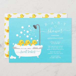 Invitation Baby shower Triplets de canard en caoutchouc