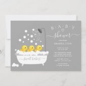 Invitation Baby shower Triplets de canard en caoutchouc (Devant)