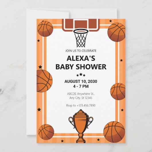 Invitation Baby shower trophée du plateau de basket-ball (Devant)