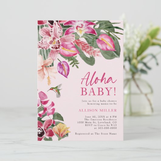 Invitation Baby shower tropical (Debout devant)