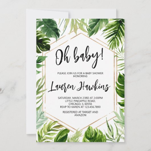 Invitation Baby shower tropical (Devant)