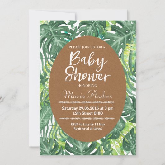 Invitation Baby shower tropical (Devant)