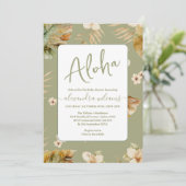 Invitation Baby shower tropical à fleurs Aloha (Debout devant)