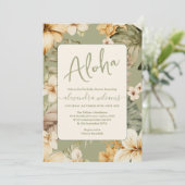 Invitation Baby shower tropical à fleurs Aloha (Debout devant)