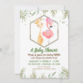 Invitation Baby Shower Tropical À L'aquarelle Flamant Rose &  (Devant)
