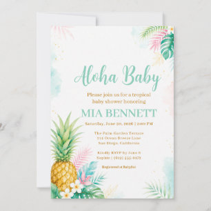 Invitation Baby Shower Tropical Aloha Ananas
