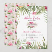 Invitation Baby shower tropical Aloha Baby (Devant / Derrière)