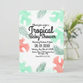 Invitation Baby shower tropical Aquarelle Monstera Coral (Debout devant)