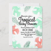 Invitation Baby shower tropical Aquarelle Monstera Coral (Devant)