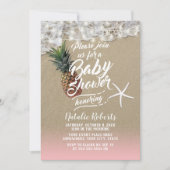 Invitation Baby shower Tropical Beach Ananas & Starfish (Devant)