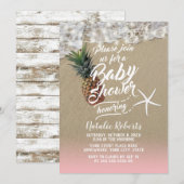 Invitation Baby shower Tropical Beach Ananas & Starfish (Devant / Derrière)