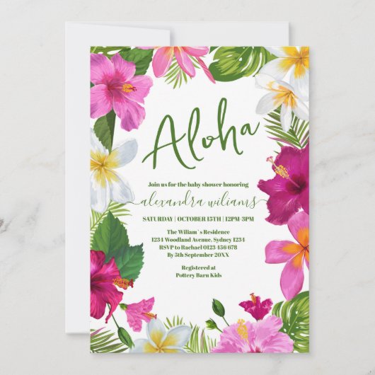 Invitation Baby shower tropical boho (Devant)