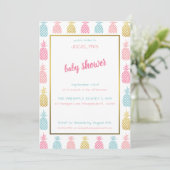 Invitation Baby Shower Tropical Chic Moderne Ananas (Debout devant)