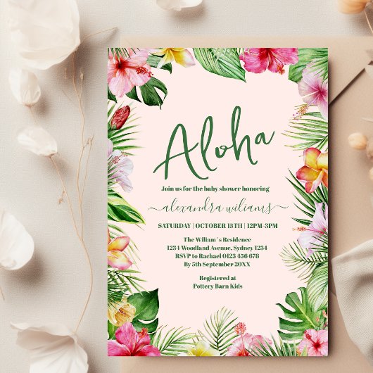 Invitation Baby shower tropical de la jungle
