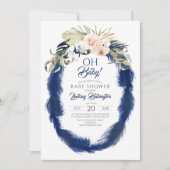 Invitation Baby shower tropical de la marine Blue Pampas Gras (Devant)