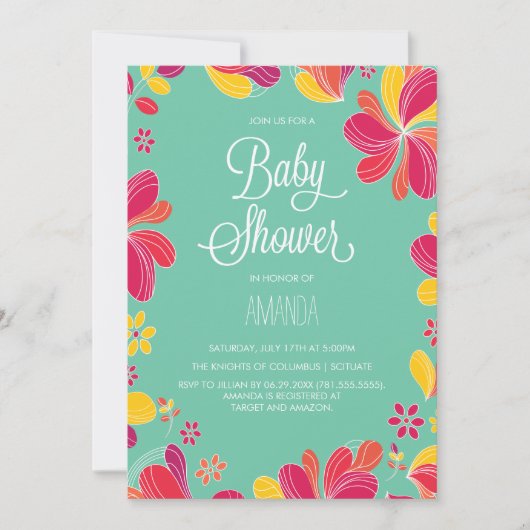 Invitation Baby shower tropical de Luau (Devant)