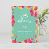 Invitation Baby shower tropical de Luau (Debout devant)