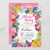 Invitation Baby shower tropical de Luau (Devant / Derrière)