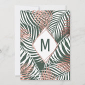 Invitation Baby shower tropical de palmier d'or de rose vert (Dos)