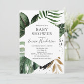 Invitation Baby shower tropical de verdure estivale (Debout devant)