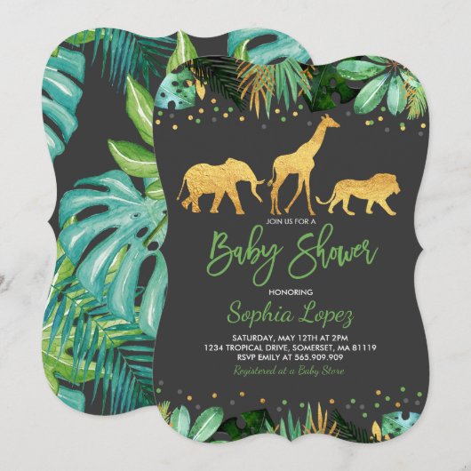 Invitation Baby shower tropical d'invitation de baby shower (Devant / Derrière)