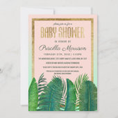 Invitation Baby shower tropical d'or de feuille de banane de (Devant)