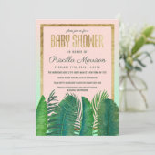 Invitation Baby shower tropical d'or de feuille de banane de (Debout devant)