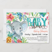 Invitation Baby shower tropical, Elephant (Devant)