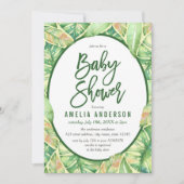Invitation Baby shower tropical Feuille vert (Devant)