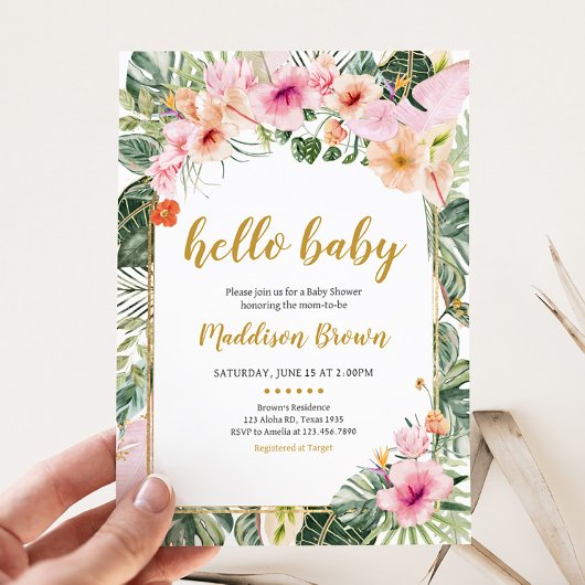 Invitation Baby shower tropical Floral Aloha