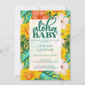 Invitation Baby shower tropical Floral Hawaiian Aloha (Devant)