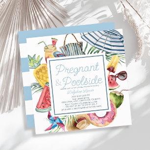 Invitation Baby Shower Tropical Garçon Enceinte & Au Bord De 