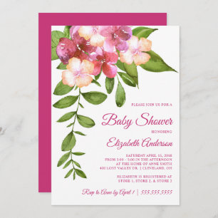 Invitation Baby shower tropical hawaïen de fille de fleurs