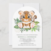 Invitation Baby shower Tropical Jungle Safari Cute Tiger Arch (Devant)