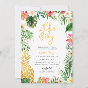 Invitation Baby Shower Tropical Luau à l'ananas