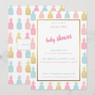 Invitation Baby Shower Tropical Moderne et Chic Ananas